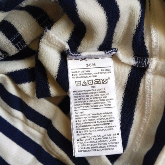 old navy nautical stripe classic tunic sweatshirt dress 3-6 months baby girl - Picture 3 of 5